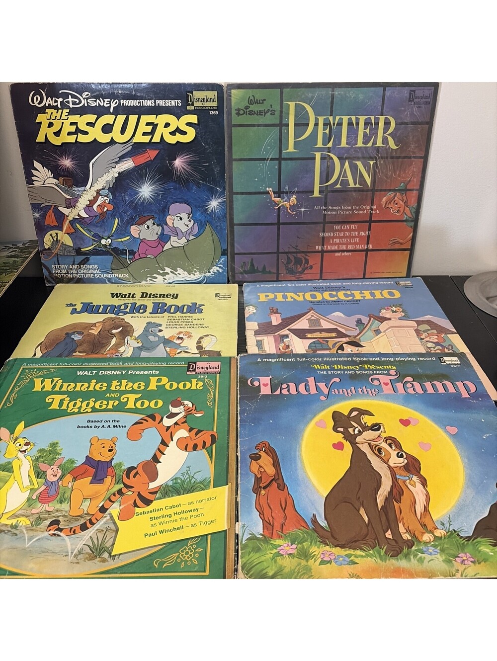 Lot Of 6 Disney Vinyl Albums Various Titles Jungle Book Pinocchio Peter Pan Etc